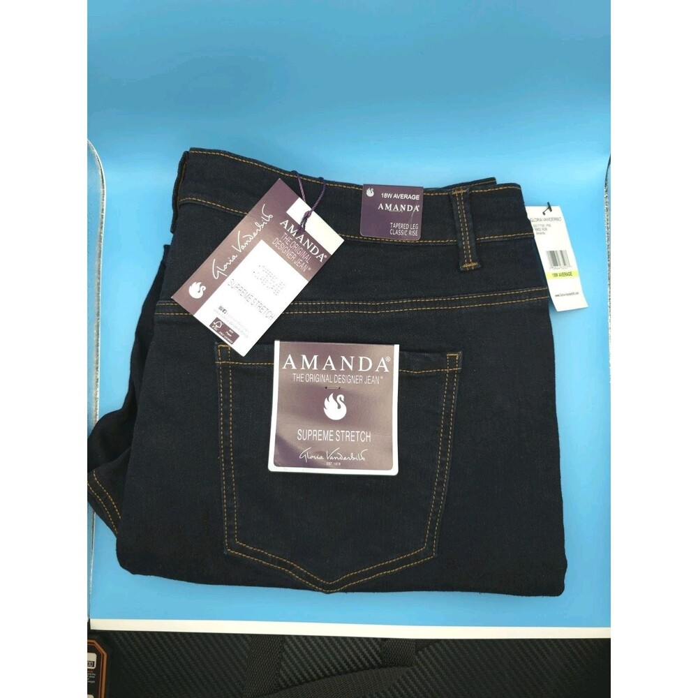 Gloria Vanderbilt Women's Dark Blue Amanda Classic Tapered Jeans Pants Sz 18w - Picture 2 of 3